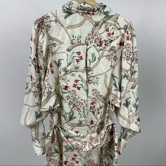 JOHANNA ORTIZ x H&M Linen Shirt Floral Print Dolman Sleeve Midi Dress - Picture 14 of 16
